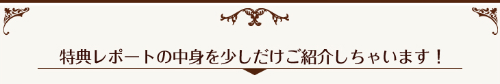 特典レポートの中身を少しだけご紹介しちゃいます！